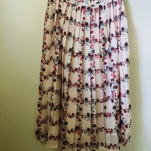 Endless Rose Pleated Flower Print Midi Skirt, Size Large